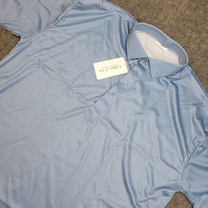 Collars & Co Polo Shirt Mens 3XL Blue Geometric Stretchy Performance Preppy